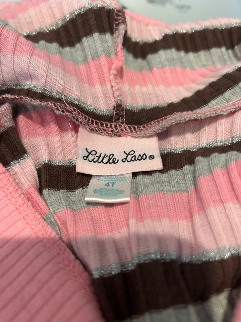 New Little Lass hooded Cardigan Set with Pink Top and Brown Pants 4t 3 pieces - Picture 9 of 9